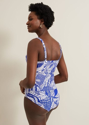 Phase Eight Shell Swirlini Swimwear Blue USA | 8257103-DW